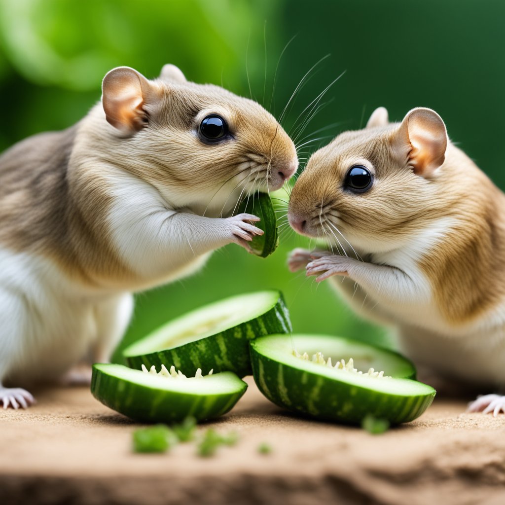 Gerbils Eat Cucumber